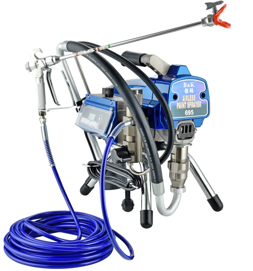 BAIKE 695 professional airless paint sprayer — pump unit with high-pressure hose and extension spray gun